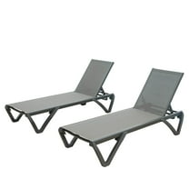 Patio Chaise Lounge Outdoor Aluminum Chair with Adjustable Backrest, Poolside Sunbathing Chair (Set of 2)