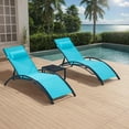 thumbnail image 1 of Patio Chaise Lounge, Pool Chaise Lounge Chairs Set of 3 with Pillow, Side Table & 5-Position Adjustable Backrest, Sunbathing Recliner for Poolside, Deck & Backyard (Turquoise Blue), 1 of 14