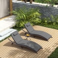 thumbnail image 1 of Patio Chaise Lounge Set 3 Pieces Outdoor Lounge Chair with Rattan Adjustable Backrest and Folding Table for Beach Patio,Sand, for Poolside Backyard Porch, 1 of 14