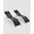 thumbnail image 1 of Patio Chaise Lounge Set of 2 Black Aluminum, 4-Position Adjustable Backrest & Mesh, Armrests, All-Weather Poolside Chairs, 1 of 9