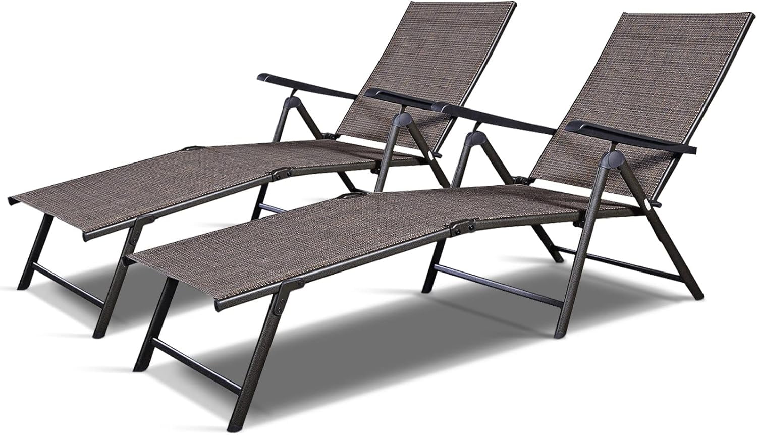 Patio Chaise Lounges, Outdoor Reclining Lounge Chairs with Adjustable ...