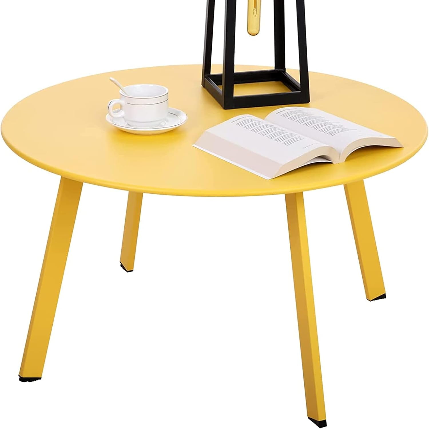 Patio Coffee Table - 28inch Metal Steel Outdoor Round Table Weather ...