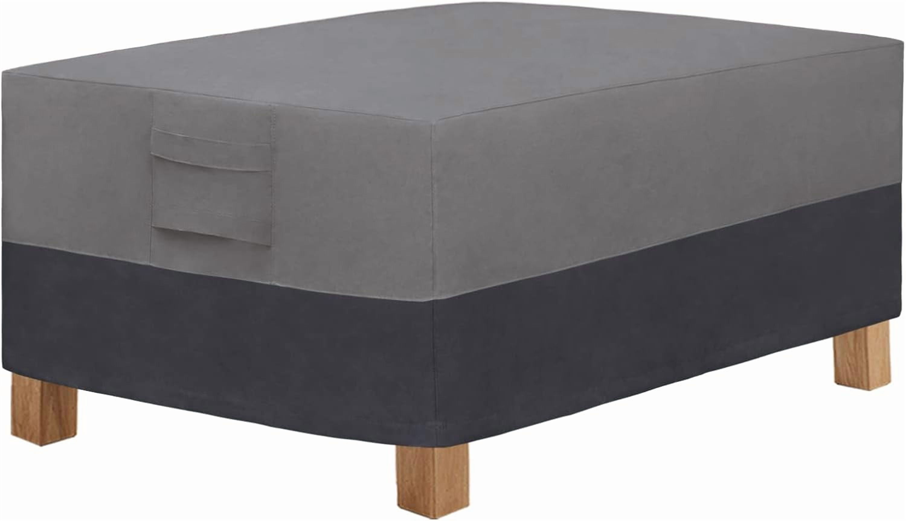 Patio Coffee Table Cover Small Outdoor Rectangular Furniture Ottoman Table Cover, UV Resistant Waterproof (48" Lx28 Wx16 H, Gray/Dark Gray)