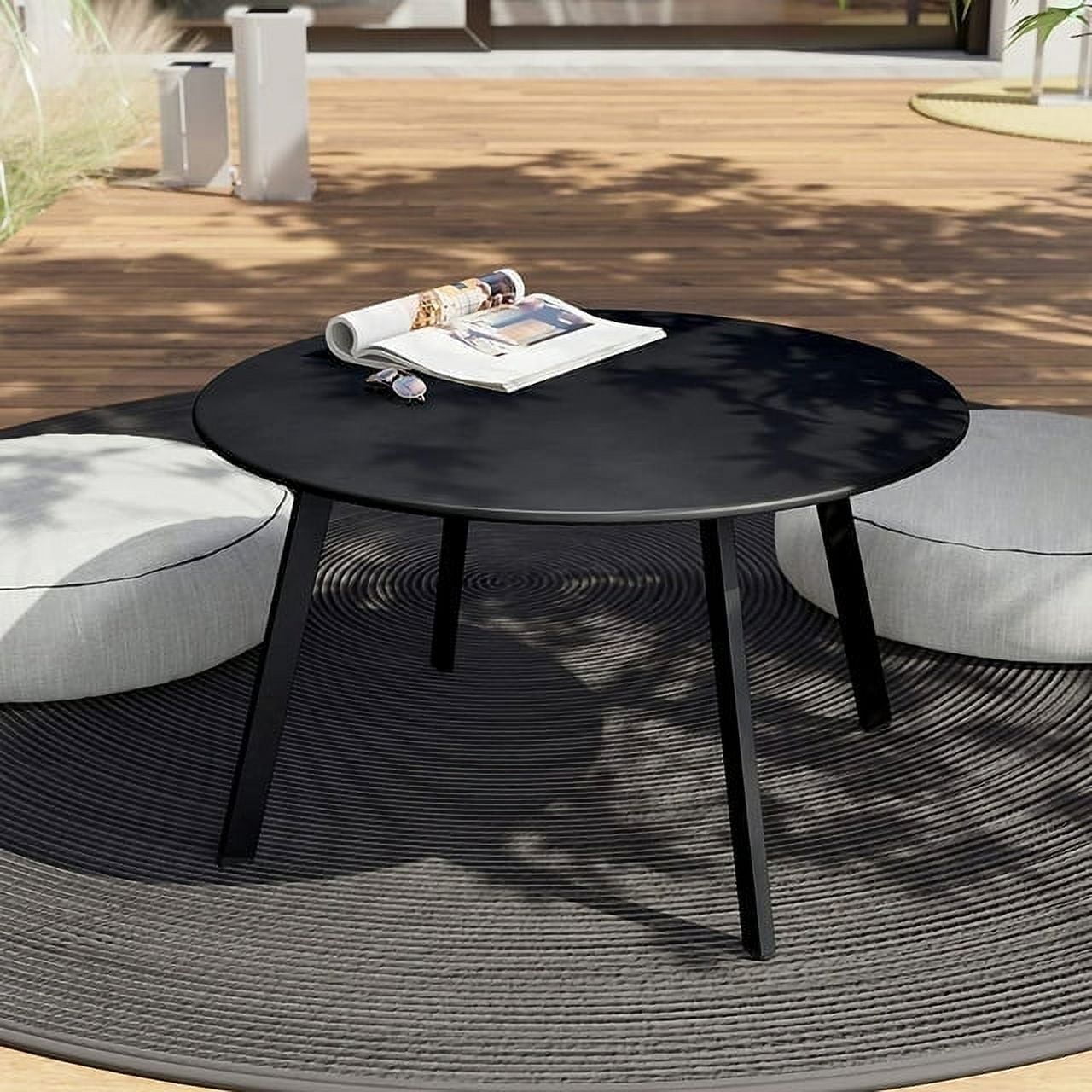 Black Modern Outdoor Round Patio Coffee Table, Stylish for Home Decor