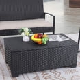 thumbnail image 1 of Patio Coffee Table with Storage Wicker Outdoor Coffee Table and All-Weather Wicker Side Table with Waterproof Cover, Black, 1 of 7