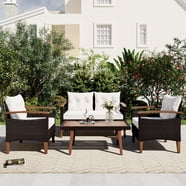 Costway 4PCS Patio Rattan Wicker Furniture Set Cushioned Sofa Ottoman Garden Turquoise A2 14653335 Costway 4PCS Patio Rattan Wicker Furniture Set Cushioned Sofa Ottoman Garden Turquoise A2 14653335