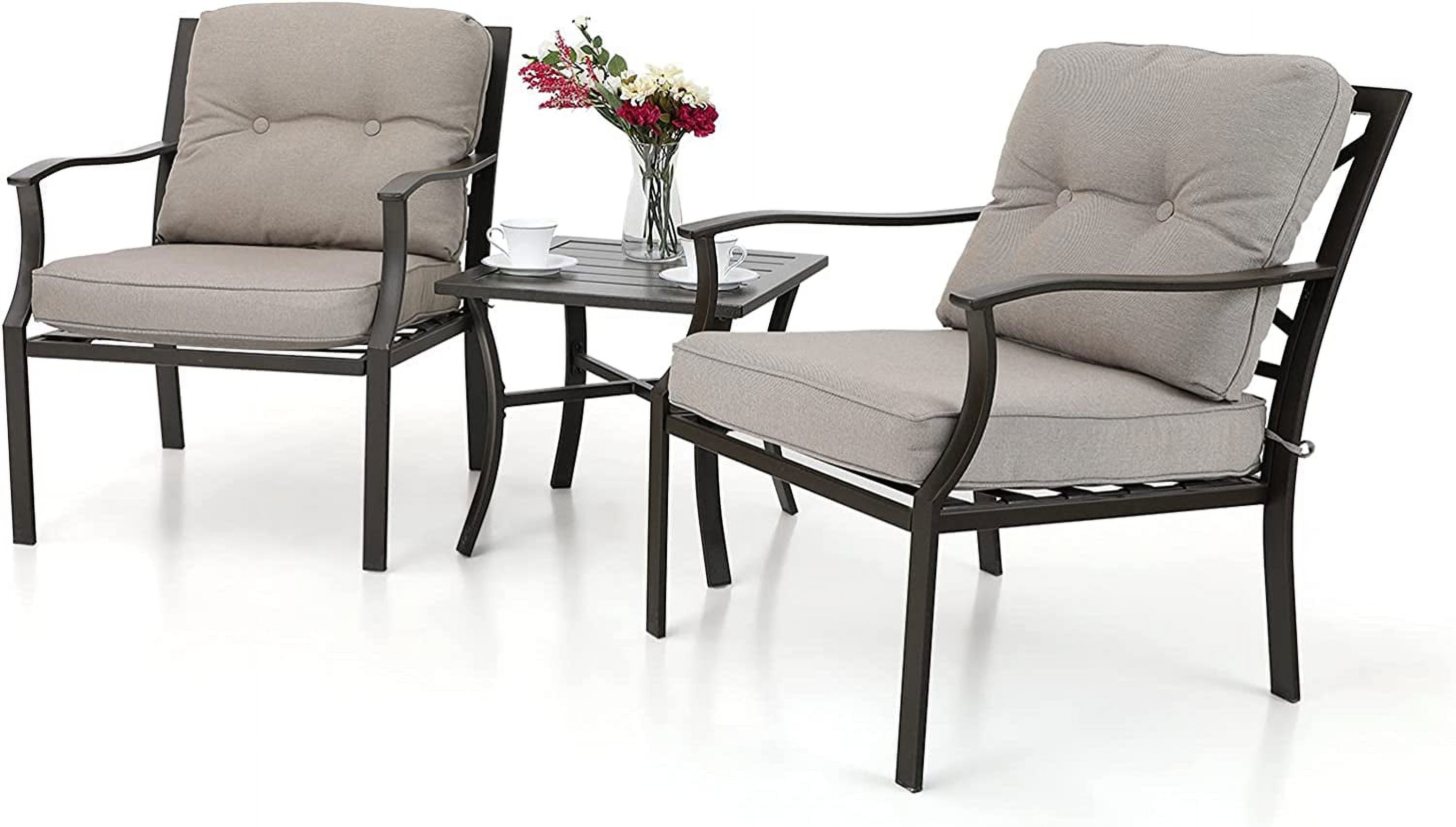 Patio Conversation Sets 3 Piece Outdoor Bistro Set, 2 Steel Patio