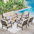 thumbnail image 1 of MAISON ARTS  Patio Conversation Sets 5/7/9-Seat, Sofa Set with 2 Single Sofa Chairs, 3-Seater Sofa, Ottoman and Coffee Table 7-Piece - Set 1, 1 of 5