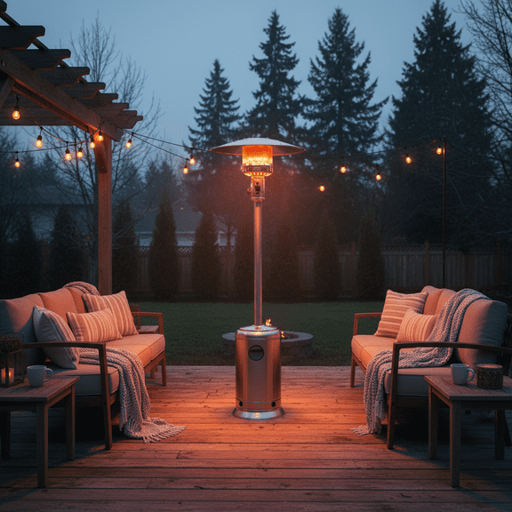 47,000 BTU Outdoor Propane Patio Heater with Wheels,Segmart 88" Standing Stainless Steel Hammered Black Heater for Garden, Yard, Party