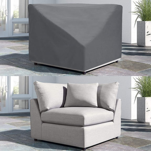 Patio Corner Sectional Cover 12 Oz Waterproof - 100% UV & Weather Resistant Patio Chair Cover with Air Pockets and Drawstring for Snug Fit (40W x 40D x 31H, Grey)