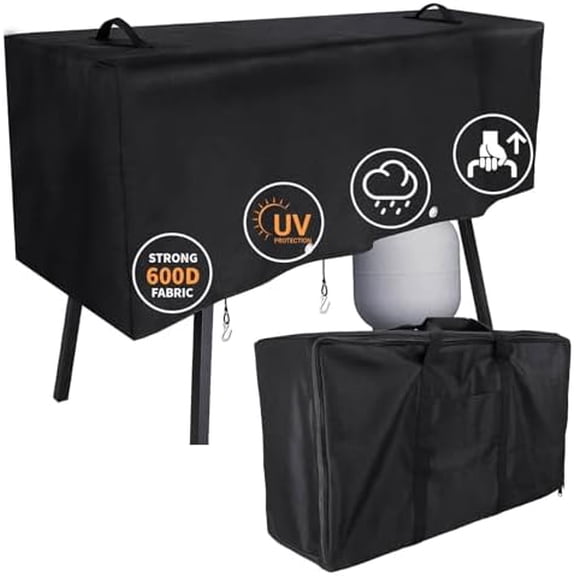 Patio Cover and Carry Bag for Camp Chef 3 Burner Stoves, Stove Grill Cover and Carry Bag for Camp Chef TB90LW, TB90LWG, TB90LWG15, SPG90B, GB90D, DB90D, PRO90X, Heavy Duty 600D Fabric, Black