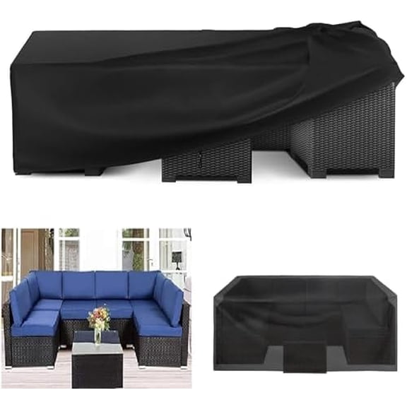 Patio Covers for Outdoor Furniture 124"L X89"W X41"H/315x225x105cm 600D Heavy Duty Furniture Cover,Patio Table and Chair Covers Rectangular Patio Set Cover,Outdoor Furniture Covers Waterproof-Black