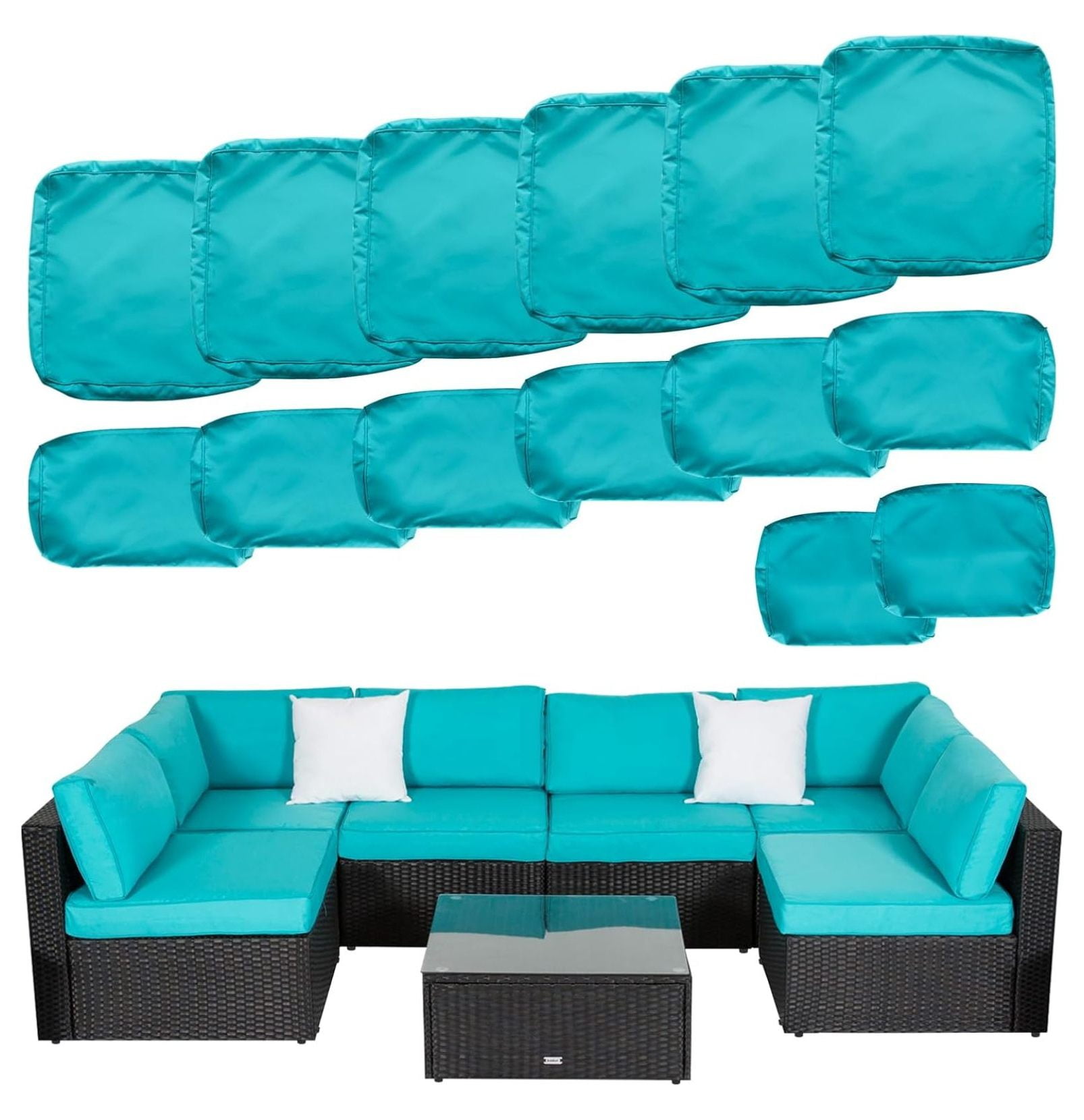 Patio Cushion Covers Replacement - 14 Piece Outdoor Cushions Covers for ...