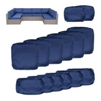 Patio Cushion Covers Replacement - Patio Wicker Furniture Sectional Sofa Seat Covers Only, Rattan Patio Seating Cushion Cover Set with Zipper, Washable Slipcovers Replacement (Dark Blue)