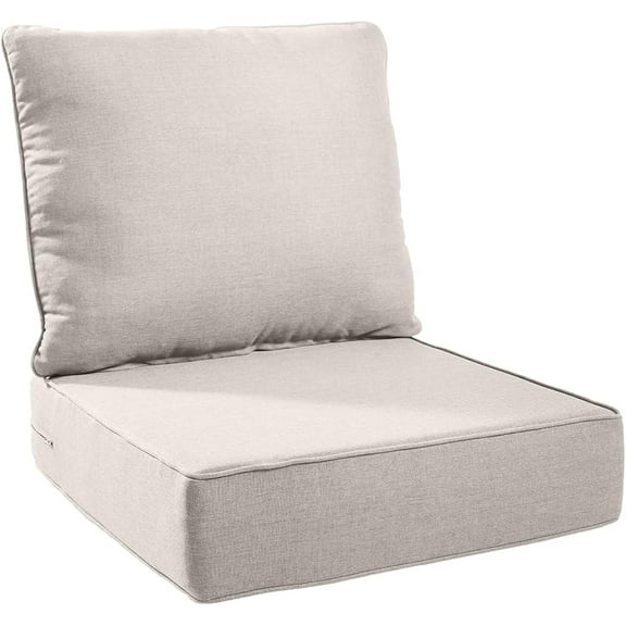 Patio Cushions for Outdoor Furniture - 22×24 Inches High Back and Deep Seating Outdoor Cushion for Patio Chairs Sofa Couch Loveseat Water Resistant(Beige/1 Set/No Button)