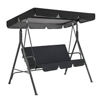 Canopy Swing Replacement Cover Set, Outdoor Patio All Weather Protection Sunproof Chair Patio/Lawn/Garden for 3 Seater Swing set Replacement Black