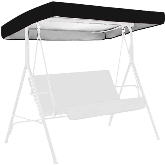 Patio Swing Chair Canopy Replacement, 3 Seat Outdoor Porch Swing Seat Canopy, Waterproof Windproof Anti-UV Heavy Duty Rip Proof Garden Hammock Top Cover(Size:75x47x9",Color:Black)