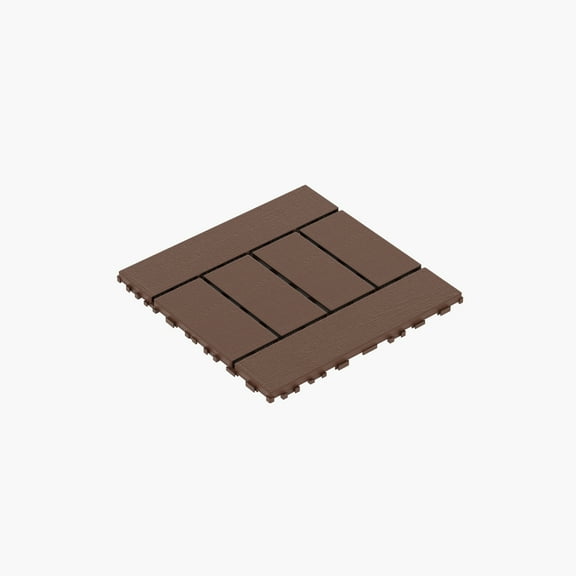 Patio Deck Tiles 12 Inch, H Style DIY Module Interlocking Decking Tiles for Porch Poolside, Red Brown