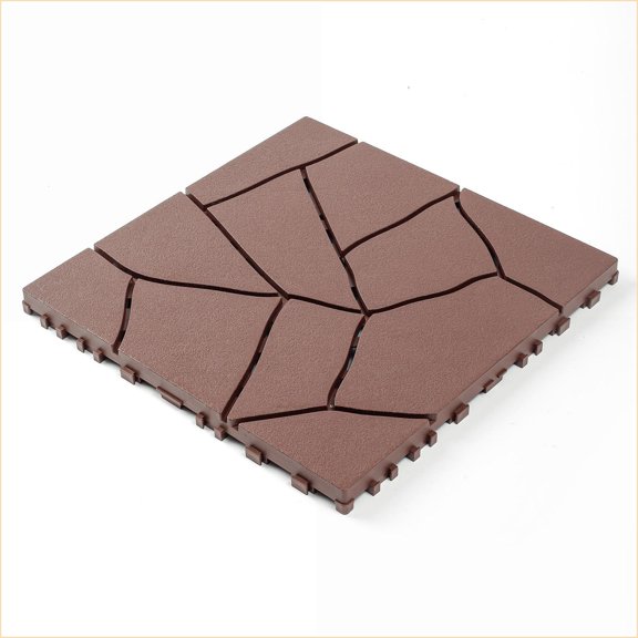 Patio Deck Tiles | 12"x12" Interlocking Stone PP Tiles, Tan Brown, 44pcs for Porch Balcony Backyard | baldosas de terraza | baldosas para patio | accesorios de jardn | Gardening Accessory Set