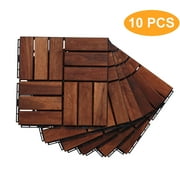Patio Deck Tiles, Legahome 12 x 12 inches Wood Interlocking Deck Tiles, Outdoor Wood Flooring Tiles for Patio Outdoor, All Weather Waterproof Deck Tiles, Pack of 10