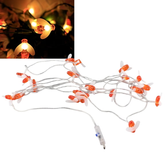 Patio Decor Honey Bees Solar String Lights, Deco Solar String Lights 20 LEDs for Courtyards 3 Meters / 9.8ft