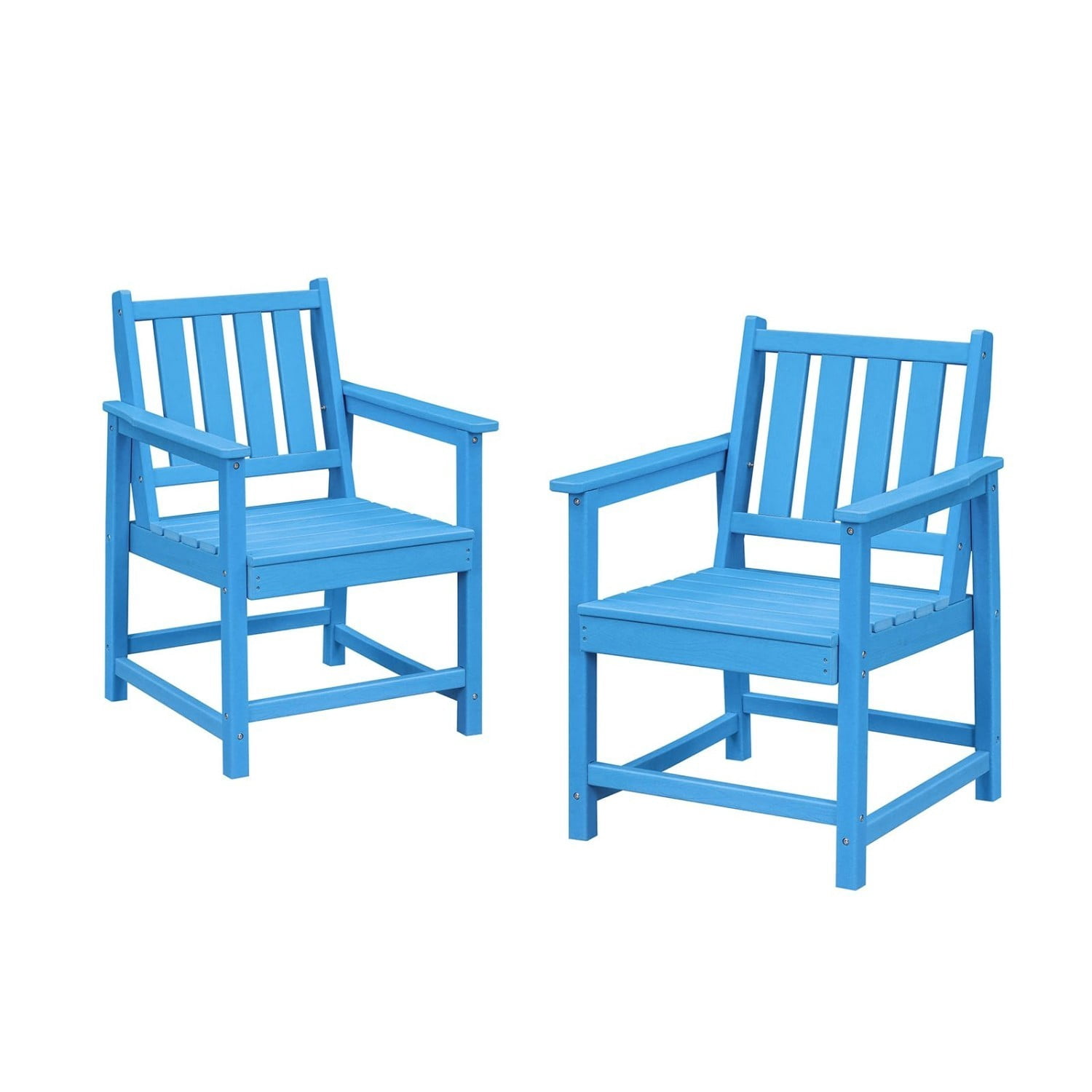 Patio Dining Chair Set of 2, HDPE Outdoor Dining Chairs with Ergonomic Backrest, All Weather Patio Chairs for Backyard, Deck, Garden, Poolside, Sky Blue
