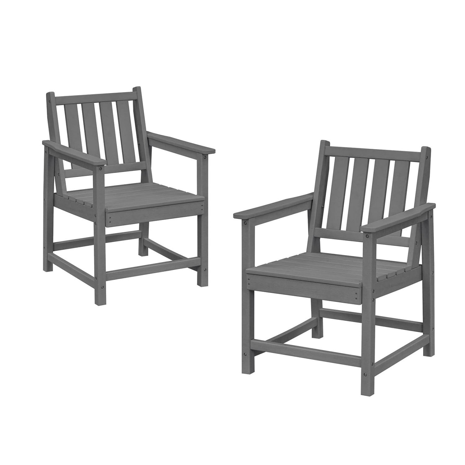 Patio Dining Chair Set of 2, HDPE Outdoor Dining Chairs with Ergonomic Backrest, All Weather Patio Chairs for Backyard, Deck, Garden, Poolside, Smoke Gray