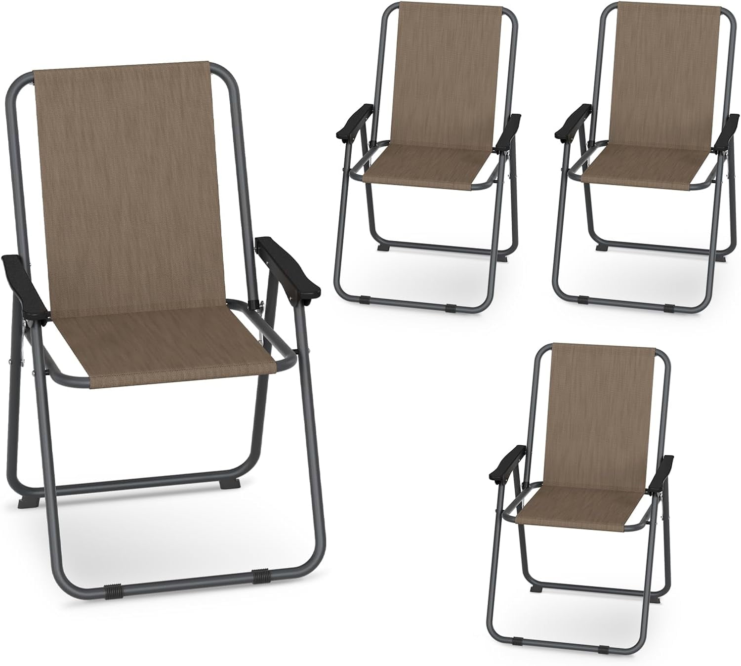 Patio Dining Chair Set of 4, Folding Patio Chair with Compact Folded ...