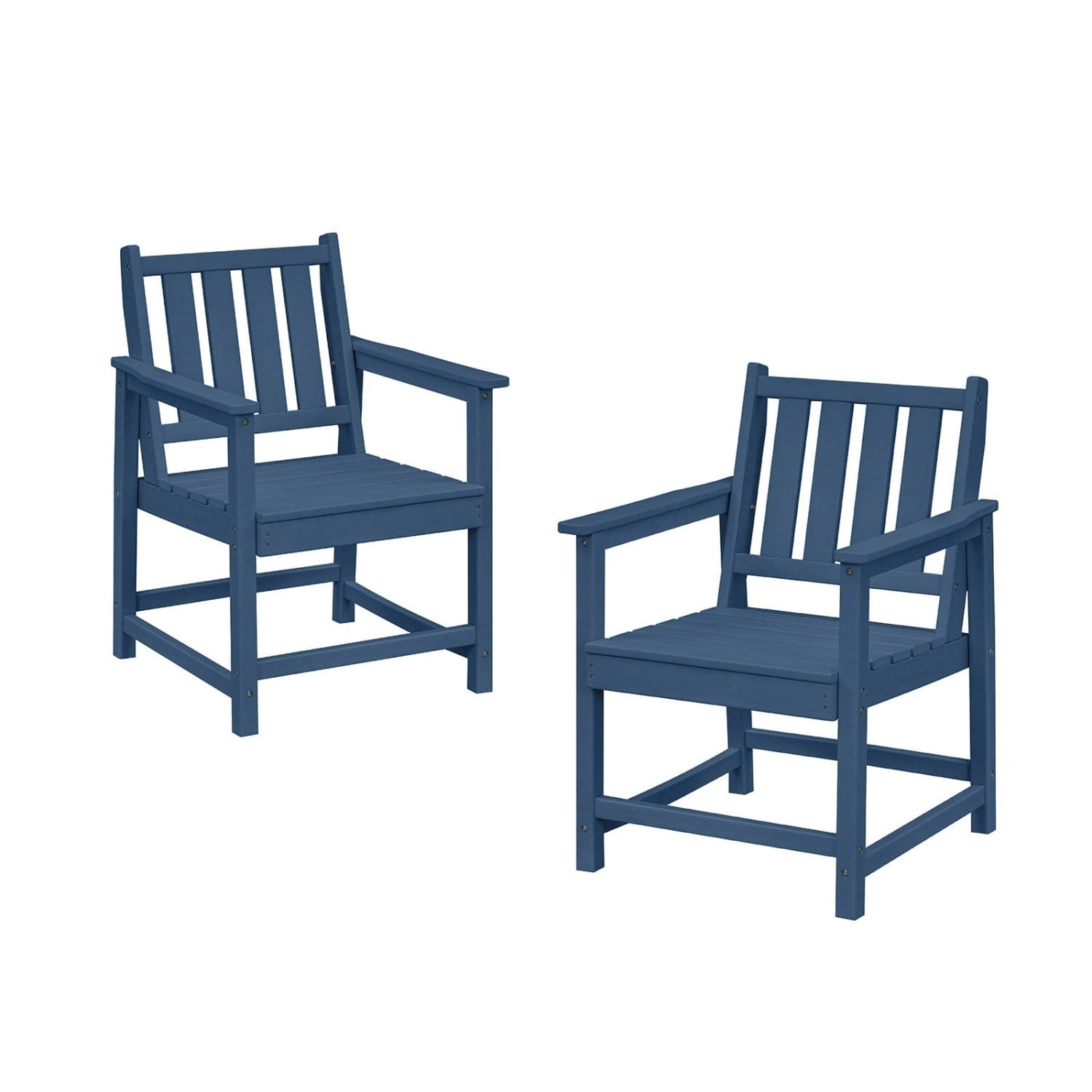 Patio Dining Chair Set of 2, HDPE Outdoor Dining Chairs with Ergonomic Backrest, All Weather Patio Chairs for Backyard, Deck, Garden, Poolside, Navy