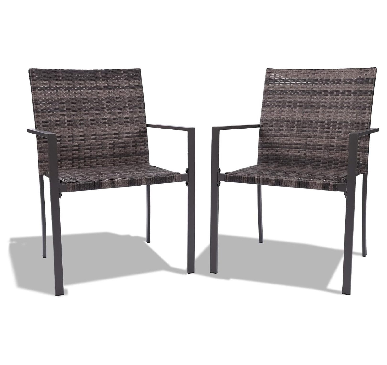 Patio Dining Chairs Outdoor Set of 2, Stackable AllWeather Resistant