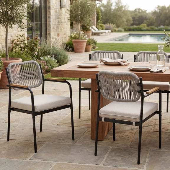 Patio Dining Chairs Set of 2, Wicker Outdoor Chairs for All Weather, Rattan Dining Chairs with Removable Cushions for Deck, Garden or Indoor Use, Beige