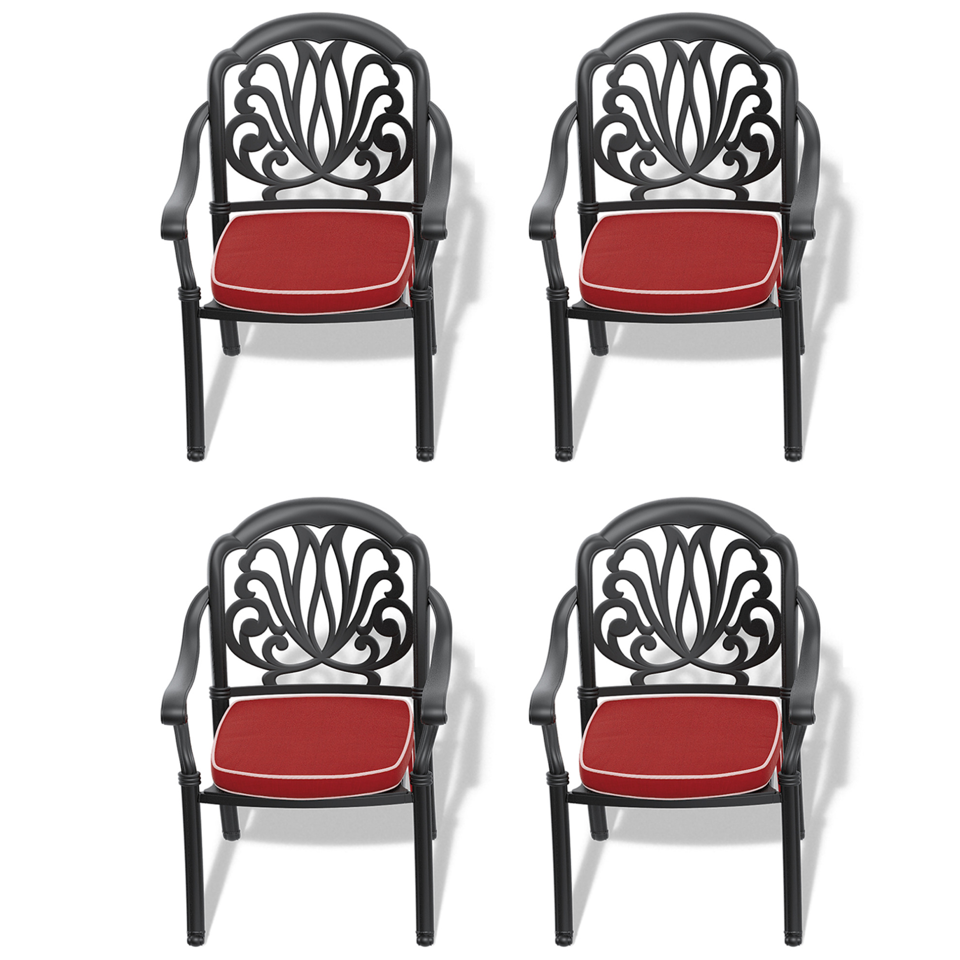 Patio Dining Chairs Set of 4, Metal Frame Stackable Patio Dining Chairs ...