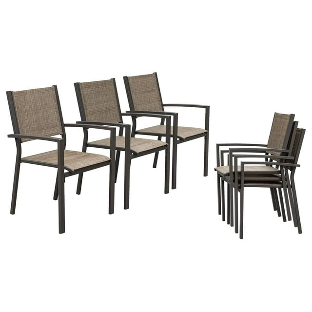 Patio Dining Chairs Set of 6 Stackable Outdoor Chairs with Armrest 290