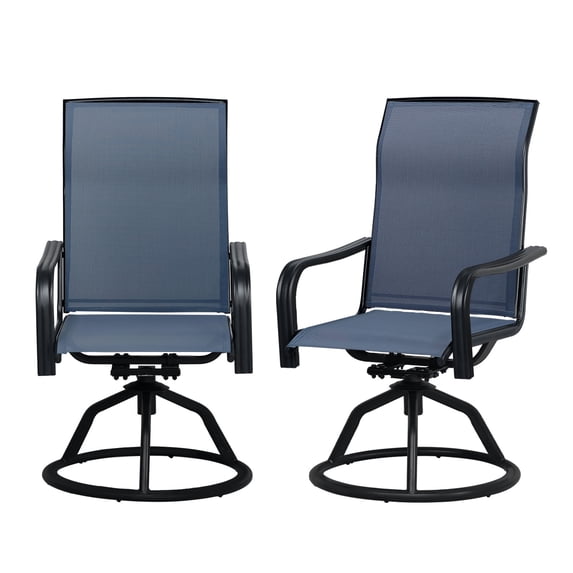 Patio Dining Chairs Set of 2, Outdoor Dining Chairs with All-Weather Textilene Mesh, High Back Rocker Chairs for Deck, Garden, and Backyard (Blue)