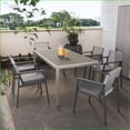 thumbnail image 1 of Patio Dining Set, Modern 7-Piece Aluminum with Faux Wood Table & Rope Chairs | Slate Gray + Black | Aluminum, 1 of 23