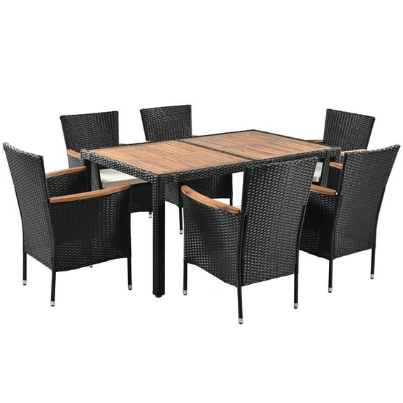 Patio Dining Set Seats 6, 7 Piece Outdoor Patio Furniture Set with Dining Table, All-Weather Rectangle Patio Sofa Furniture Set with Removable Cushions for Backyard, Porch, Garden,Poolside,L2256