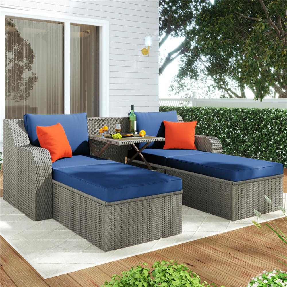 Patio Dining Sets, SEGMART 5 Piece Patio Furniture Set with 2 Armchairs, 2 Ottomans, Coffee Table, All-Weather Patio Sectional Sofa Set with Cushions for Backyard, Porch, Garden, Pool, LLL1447 - image 1 of 10