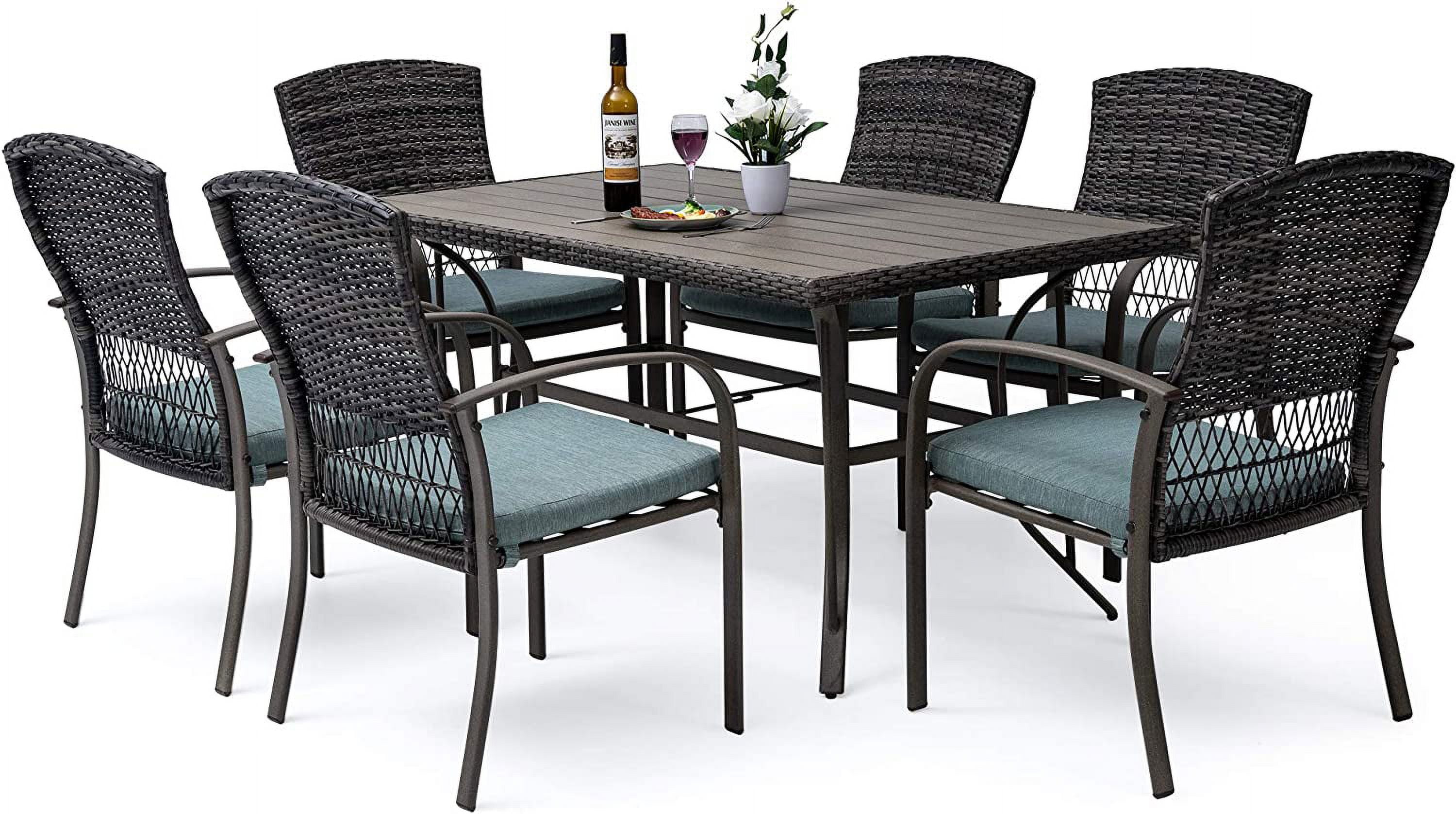 Patio Dining Table Set Garden Dining Set 7 Piece Outdoor Wicker