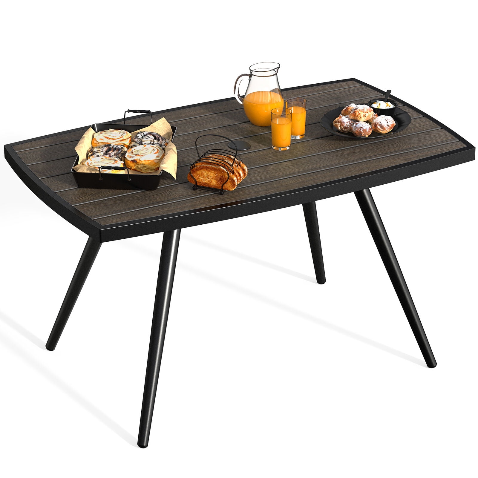 Patio Dining Table for 6 Person Outdoor Table with Umbrella Hole