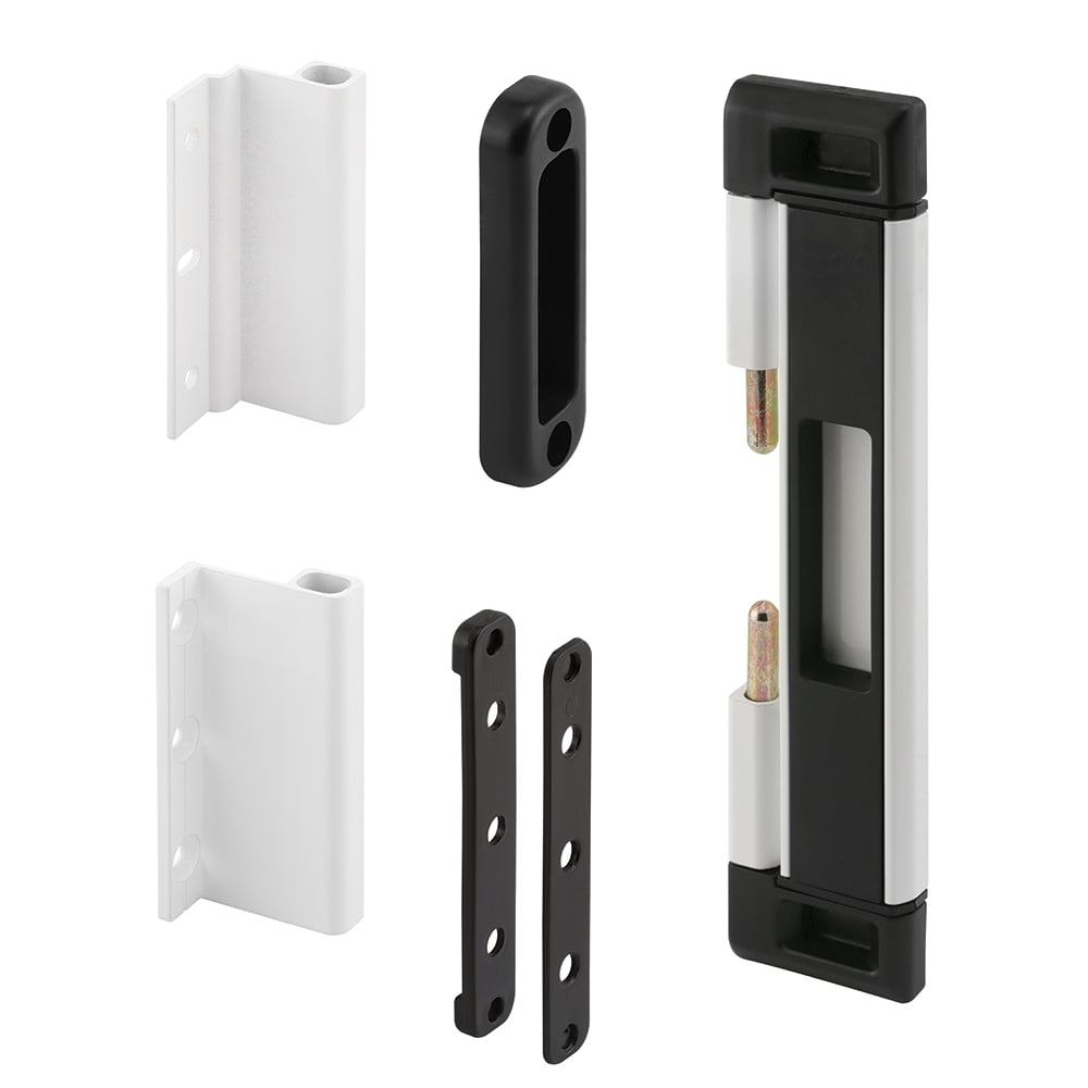 Patio Door Deadbolt Lock, 8 in. Overall Height, Steel Bar, Surface Mount, White with Black Trim