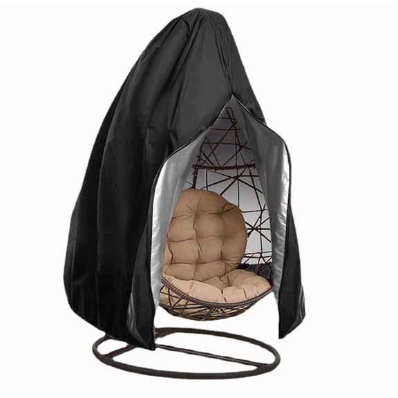 Patio Egg Chair Cover with Zipper, 91"x80" Large Waterproof Heavy Duty Outdoor Wicker Swing Chair Cover, Windproof Weather Resistant Hanging Egg Chair Protector, Black, 1 Pack