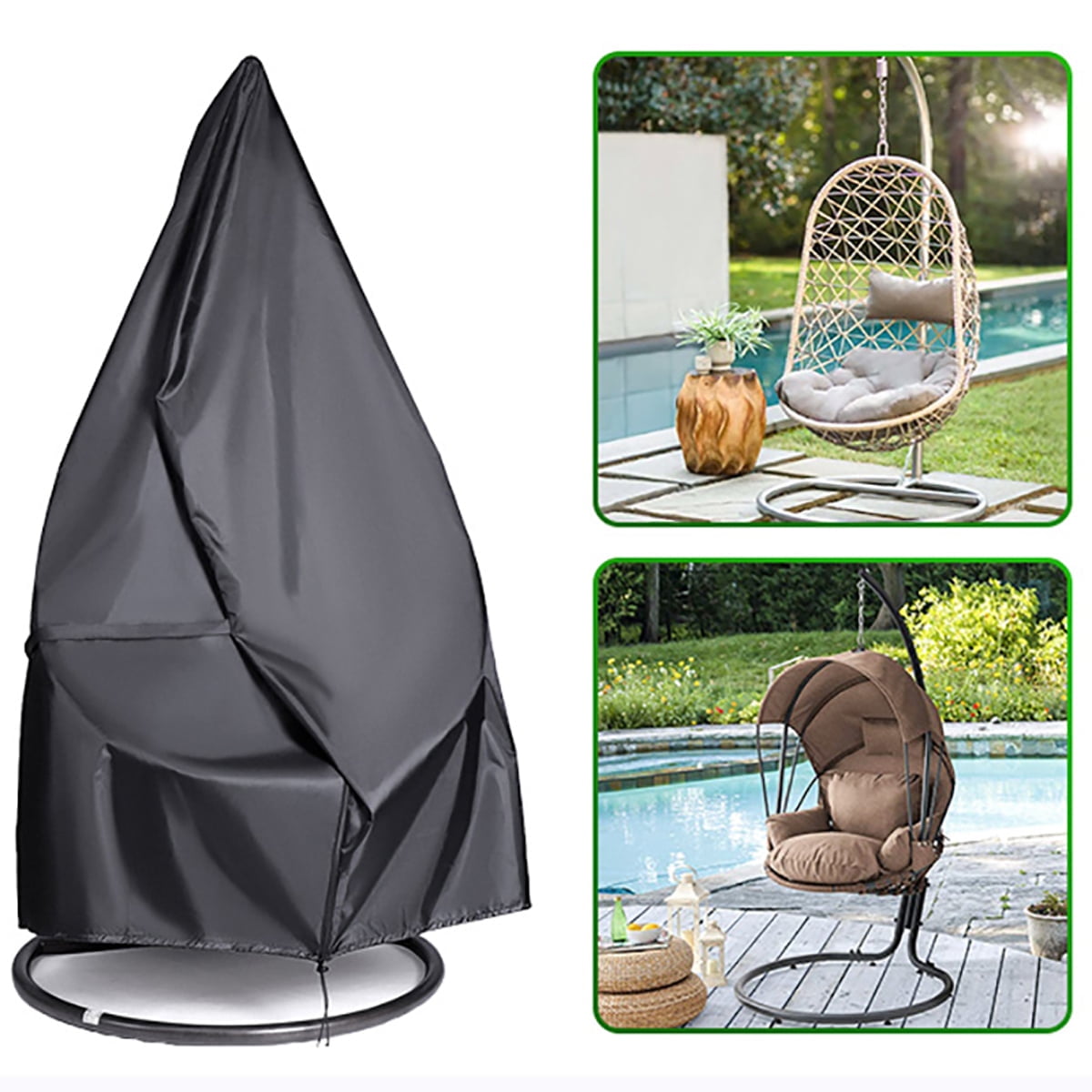 Patio Egg Chair Covers with Zipper, Durable Large Wicker Egg Swing ...