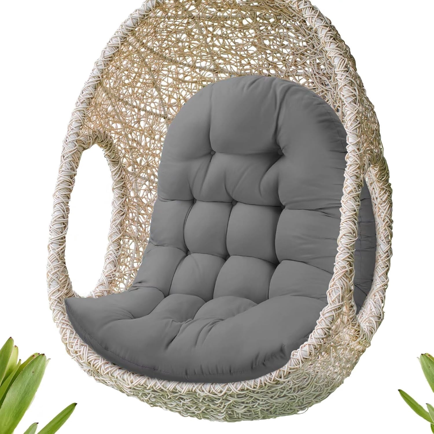Patio Egg Chair Cushion Replacement, Button Tufted Thick Outdoor Swing Chair Cushion with High ...