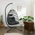 thumbnail image 1 of Patio Egg Chair with Stand,Outdoor Swing Egg Chair with Aluminum Alloy Steel Frame, Indoor Hanging Chair with Soft Cushion,Foldable Basket,350lbs Capacity,for Patio,Bedroom,Balcony,Black and Gray, 1 of 7