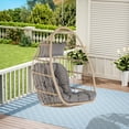 thumbnail image 1 of Patio Egg Rattan Hanging Chair Without Stand, Indoor Outdoor Wicker Swing Chair with Cushion and Pillow, Basket Chair Hammock Chair for Backyard, Balcony, Poolside,Garden, Light Gray, 1 of 8
