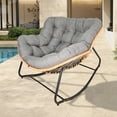 thumbnail image 1 of Patio Egg Rocking Chair, Indoor Papasan Chair, Rattan Wicker Lounge Chair, Modern Outdoor Rocking Chair for Bedroom, Living Room, Porch, Garden, Grey, 1 of 9
