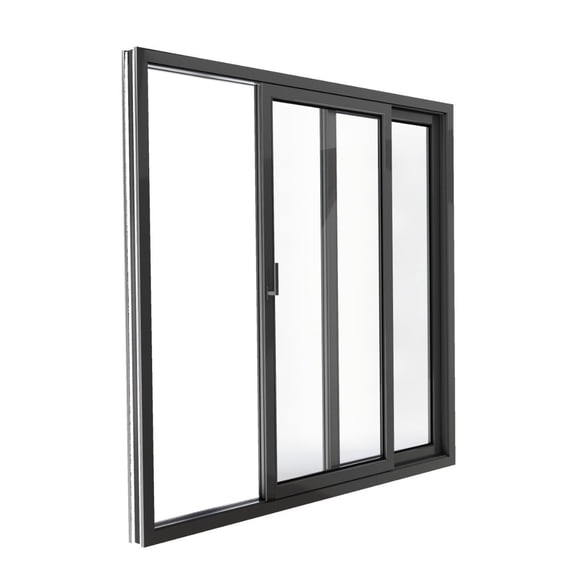 Patio Exterior Metal-Plastic Sliding Doors / Patio 8166 Matte Black 72" x 80" Left active door / Tempered Clear Glass Bypass Door