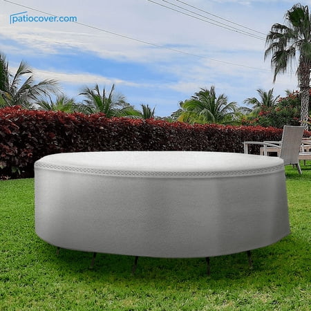 Patio Extra Extra Large Waterproof Round Oval Table & Chair Cover - Outdoor Patio Table Chair Combo Washable - Heavy Duty Furniture 136 Inch Combo Cover