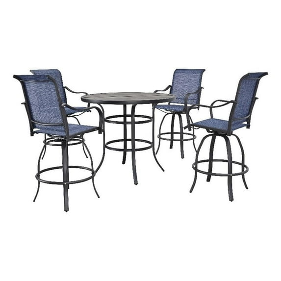 Patio Festival 5-Piece Outdoor Bistro Dining Set in Blue/Black