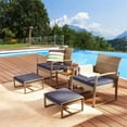 thumbnail image 1 of Patio Festival 5-Piece Wicker / Rattan Conversation Set in Blue, 1 of 10